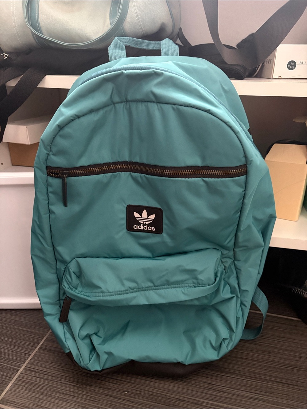 adidas Teal Trefoil Backpack with Front Pocket